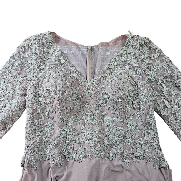 Jade Couture by Jasmine Lace Gown Gray 12 Formal Evening Dress Wedding Elegant - Picture 15 of 16